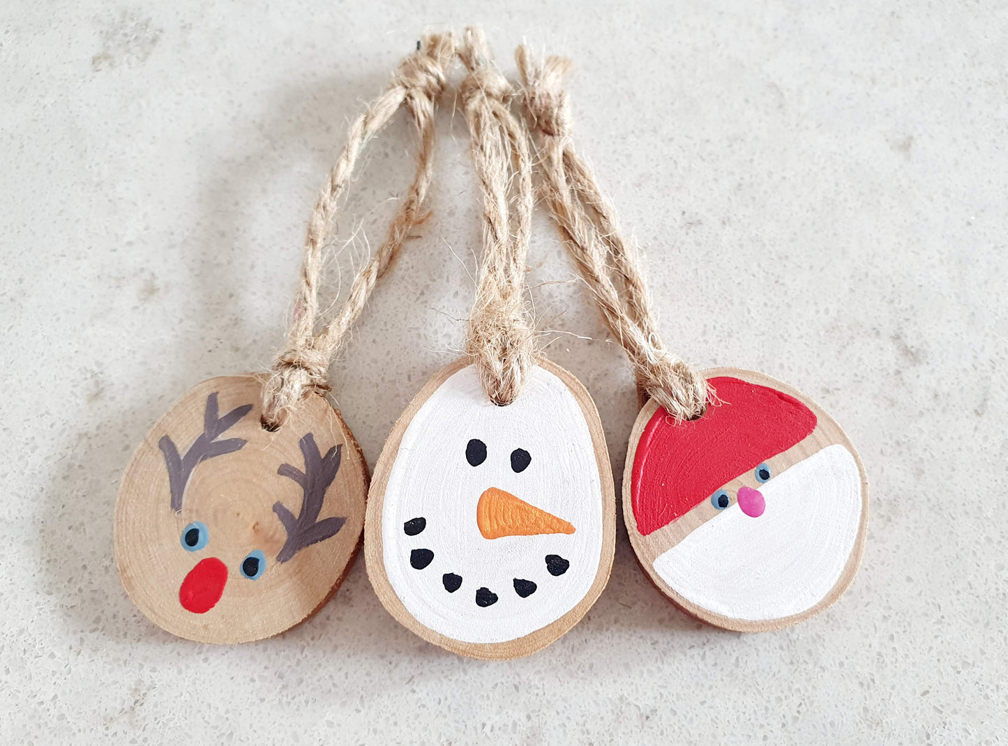 Wood Round Decorations - Set of 3 - Small - Sustainable Christmas