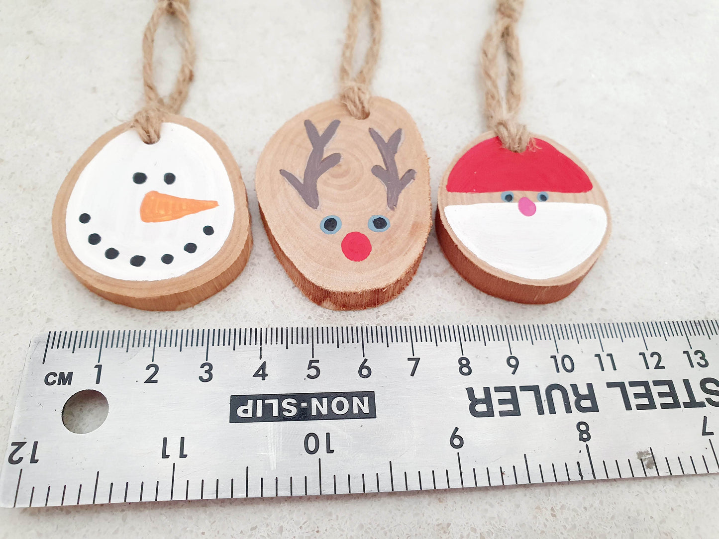 Wood Round Decorations - Set of 3 - Small - Sustainable Christmas