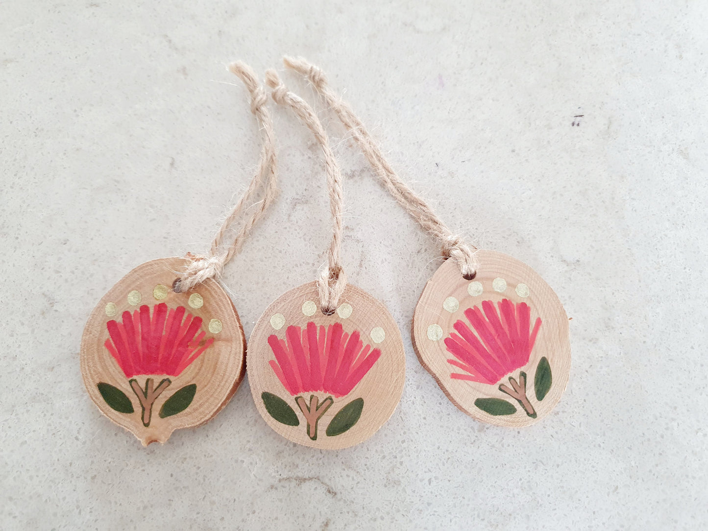 Wood Round Decorations - Set of 3 - Small - Sustainable Christmas