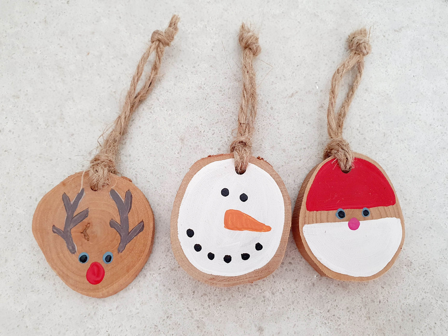 Wood Round Decorations - Set of 3 - Small - Sustainable Christmas