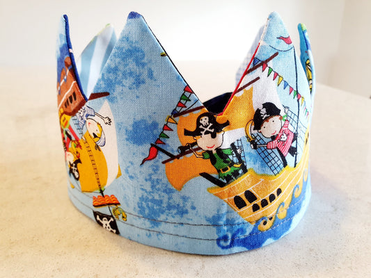 Reusable, Reversible Fabric Party Crown; perfect for your next birthday party. Pirate
